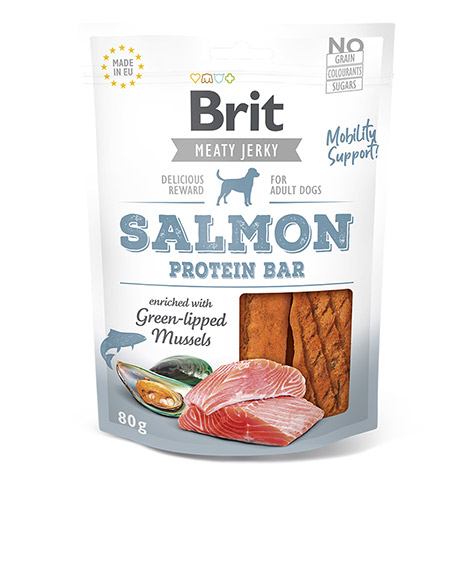 Brit Jerky Salmon Protein Bar skanėstai šunims su lašiša, 80 g