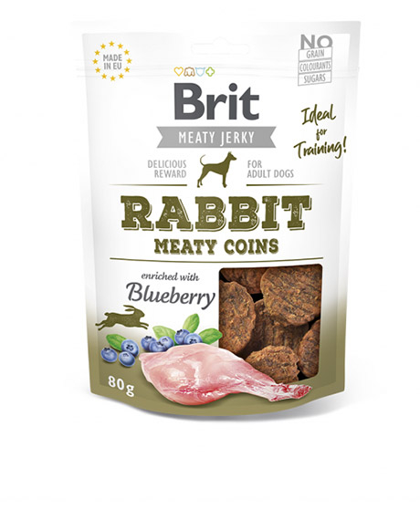 Brit Jerky Rabbit Meaty Coins skanėstai šunims su triušiena, 80 g