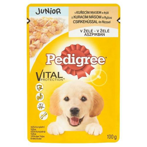 Šunų ėdalas PEDIGREE Junior, su vištiena, maišeliuose, 100 g x 24 vnt. pakuotė