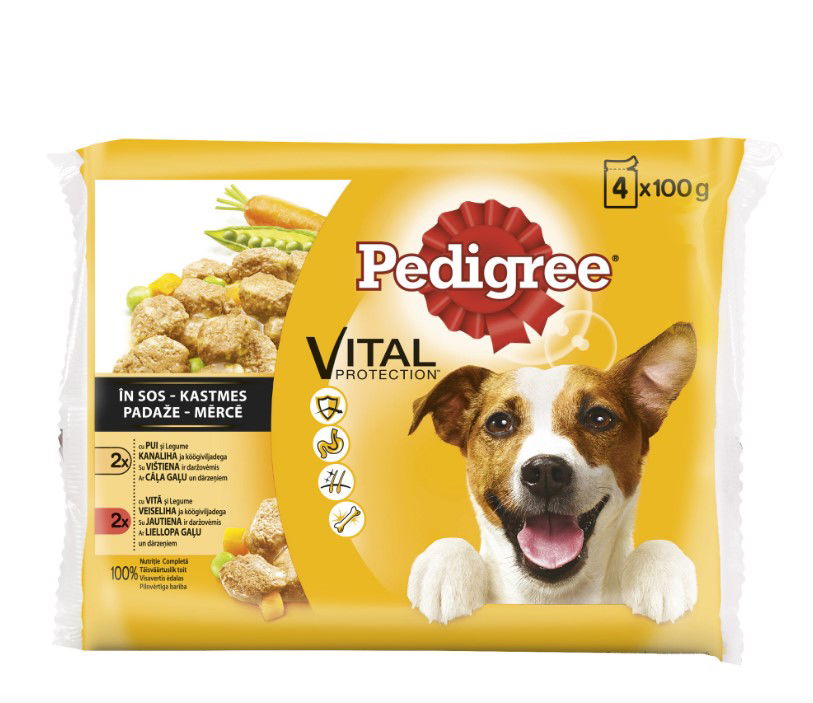 Šunų ėdalo rinkinys PEDIGREE ADULT, maišeliuose, 4 x 100 g x 13 vnt. pakuotė