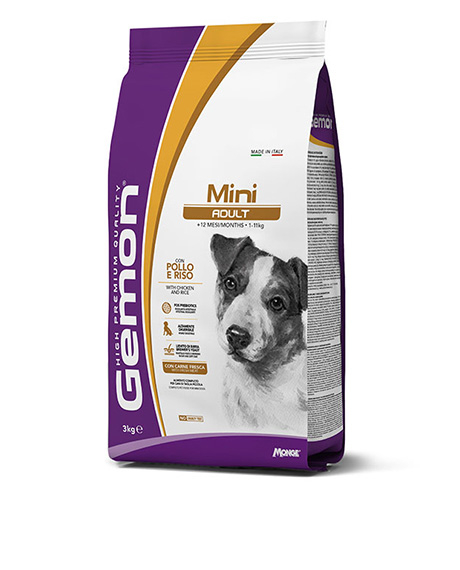 Gemon Dry Dog Mini Adult sausas maistas mažų veislių šunims su vištiena ir ryžiais, 3 kg