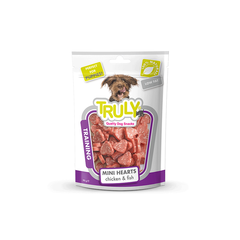 Truly Mini Hearts skanėstai šunims su vištiena ir žuvimi 5x85 g