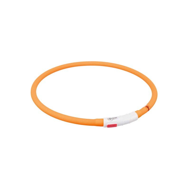 TRIXIE LED antkaklis USB silikonas XS-XL 70cm/10mm oranžinis
