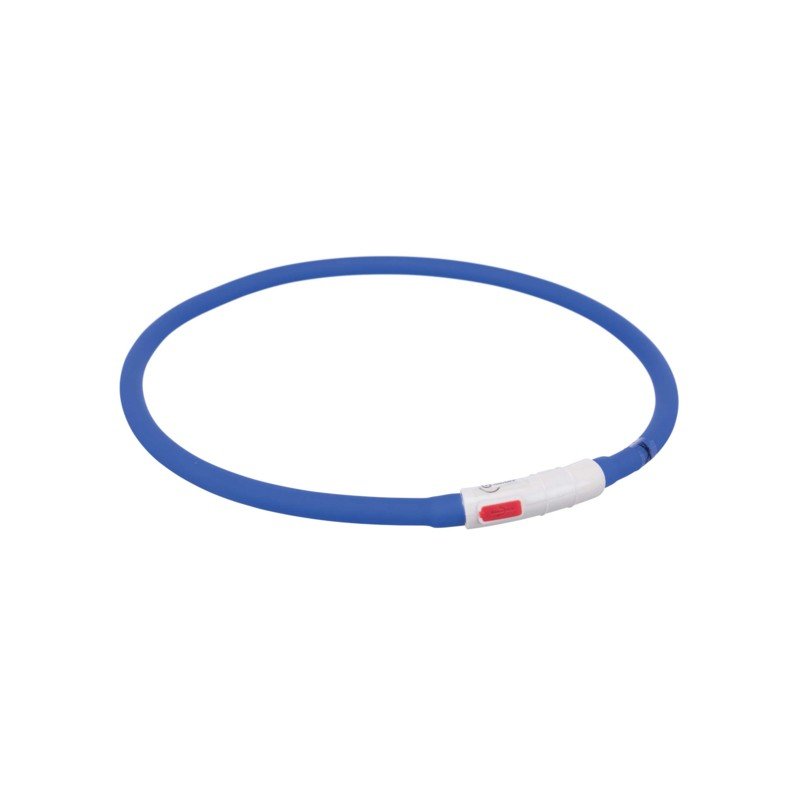 TRIXIE LED antkaklis USB silikonas XS-XL 70cm/10mm mėlynas