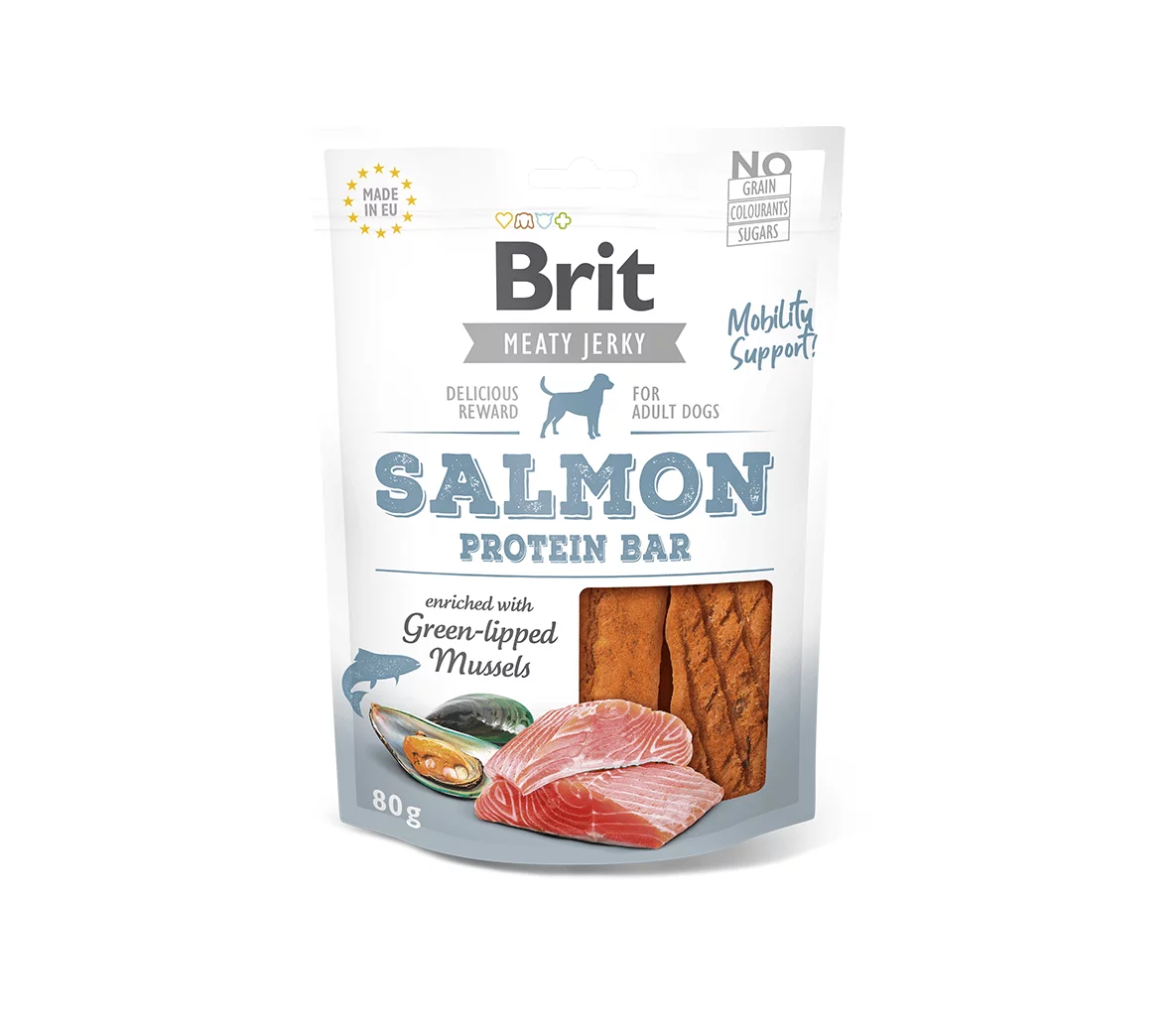 Brit Jerky Salmon Protein Bar skanėstai šunims 5x80g