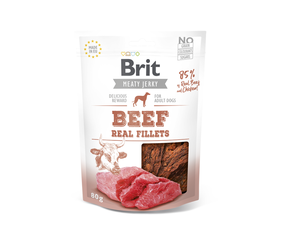 Brit Jerky Beef Real Fillets skanėstas šunims 5x80g