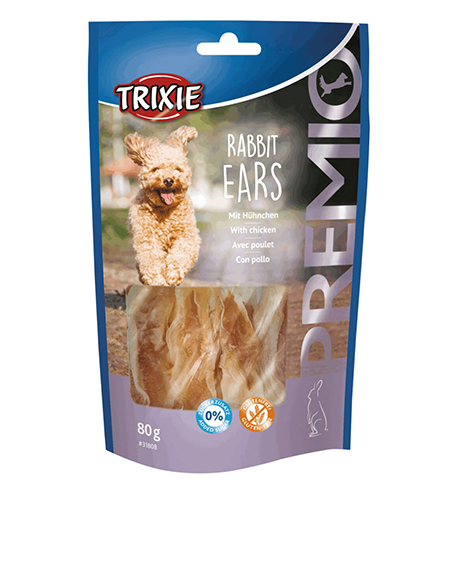 Trixie Premio Rabbit Ears skanėstai šunims triušio ausys su vištiena, 80 g