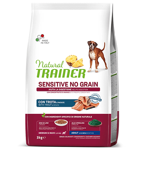 Natural Trainer Sensitive M/M sausas maistas šunims su upėtakiu : Pakuotė - 3 kg