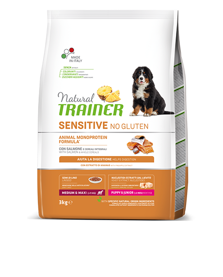 Natural Trainer Sensitive Puppy-Junior M/M sausas maistas šuniukams su lašiša : Pakuotė - 3 kg