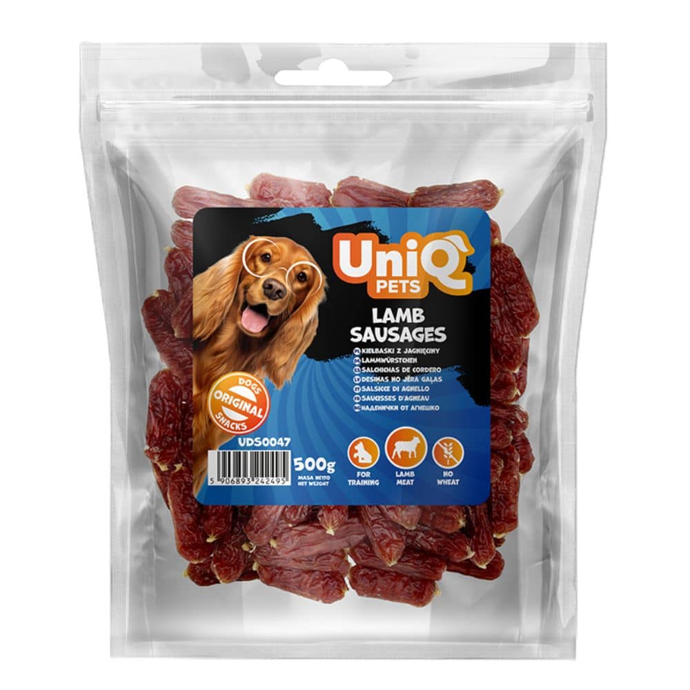 Uniq Pets lamb sausages - ėrienos dešrelės skanėstas šunims 500g