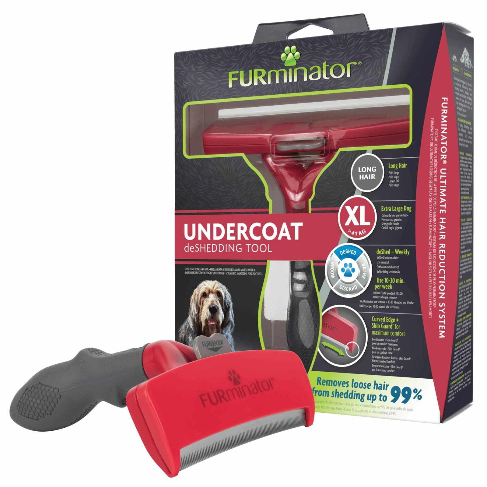 Furminator Undercoat deShedding Tool Large Dog Long Hair - furminatorius ilgaplaukiams šunims, XL