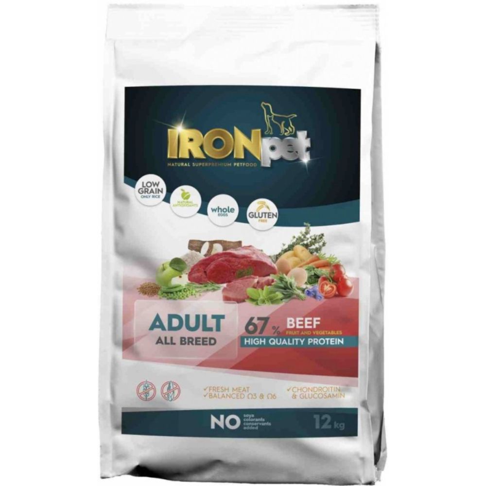 IRONpet BEEF Adult All Breed vieno baltymo pašaras suaugusiems šunims - Produkto Svoris 1.5kg