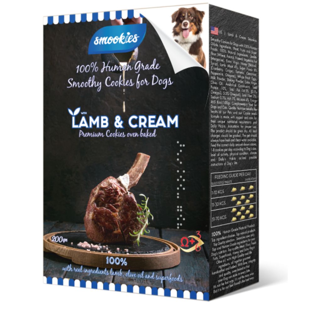 Smookies Lamb & Cream sausainiai šunims su ėriena, 200g