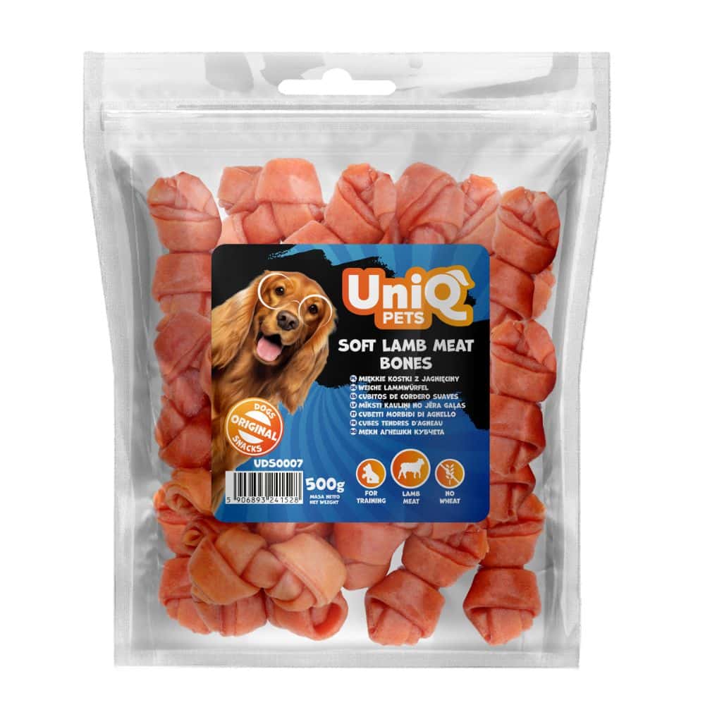 Uniq pets soft knotted bones with lamb 500g  ėrienos mėsos kauliukai