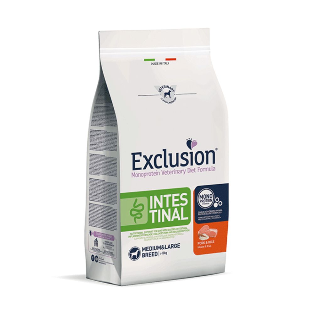 EXCLUSION Intestinal Pork and Rice Medium&Large Breed sausas maistas šunims su kiauliena 2kg