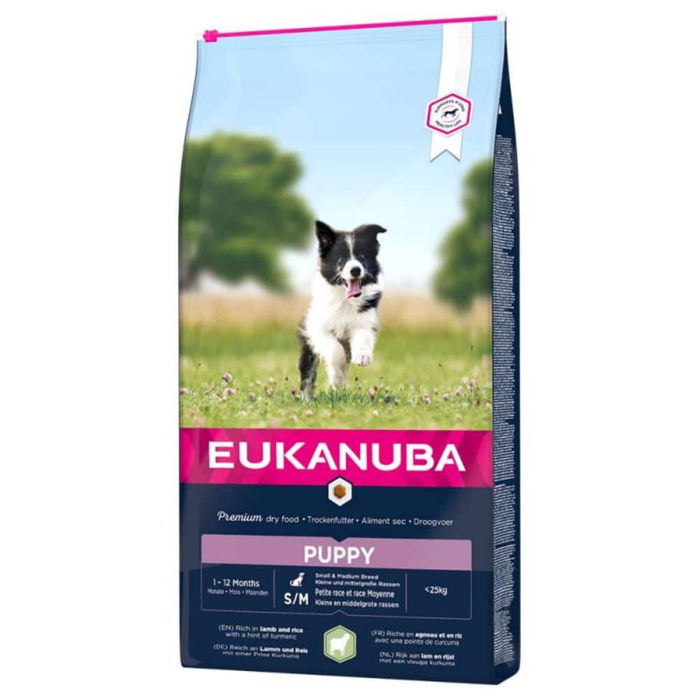 Eukanuba Puppy Small & Medium Lamb & Rice 12kg sausas maistas šuniukams su ėriena