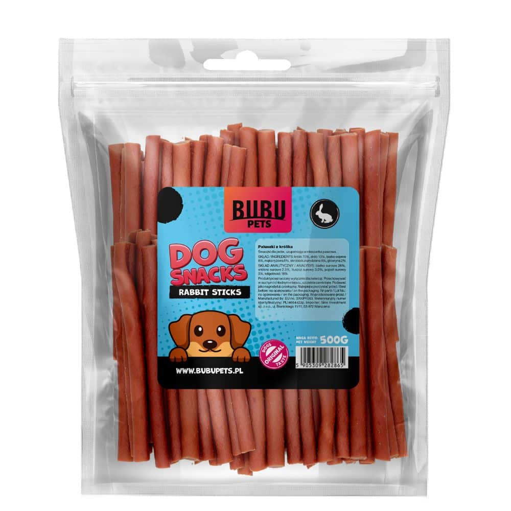 Bubu Pets rabbit sticks - triušienos mėsos juostelės skanėstas šunims 500g