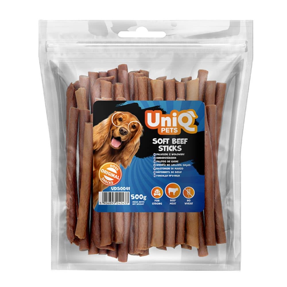 Uniq Pets soft beef sticks - jautienos mėsos juostelės 500g