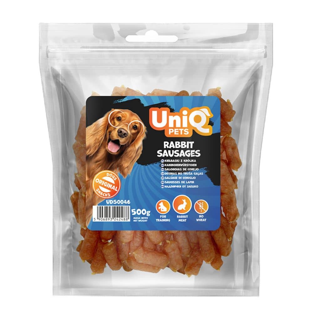 Uniq Pets rabbit sausages - triušienos dešrelės skanėstas šunims 500g