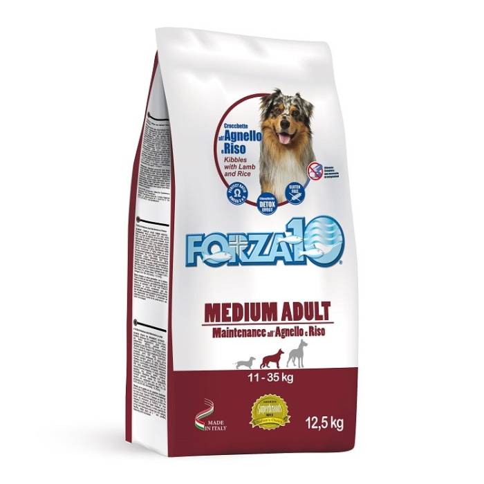 Forza10 Medium Adult Maintenance Lamb and Rice sausas maistas vidutinių veislių šunims, 12,5 kg