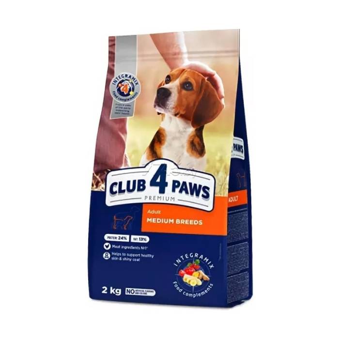 CLUB 4 PAWS Premium Visavertis pašaras vidutinių veislių suaugusiems šunims su vištiena, 2 kg