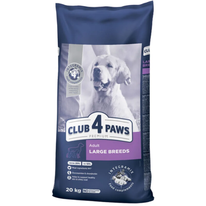 CLUB 4 PAWS Premium Visavertis pašaras didelių veislių suaugusiems šunims, 20 kg