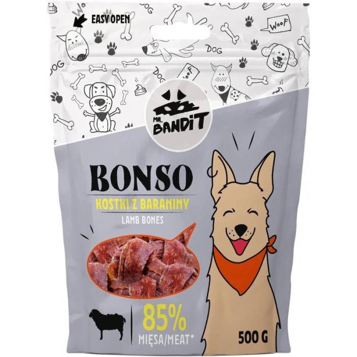 Mr. Bandit Bonso ėrienos kauliukų skanėstas šunims, 500 g