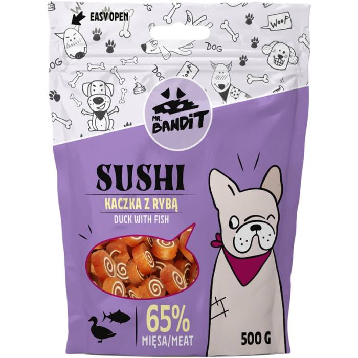 Mr. Bandit Sushi skanėstai šunims antiena su žuvimi, 500 g