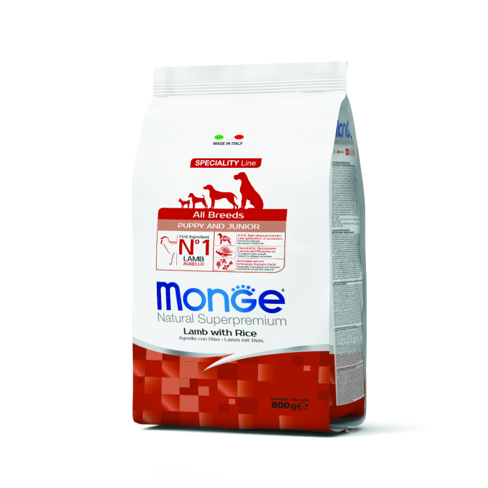 Monge Dry Dog Natural Superpremium Spec. Line All Breeds Puppy sausas maistas šuniukams su ėriena, 0,8 kg