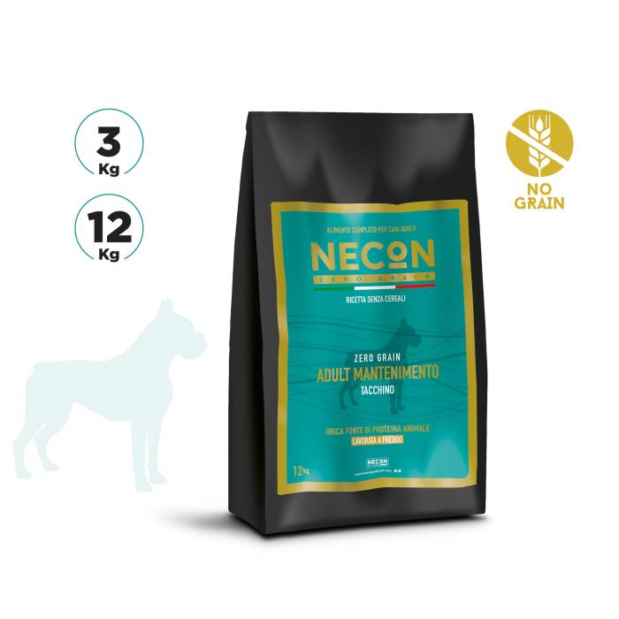 Necon Zero Grain Mantenimento Turkey, Pea, Horse Bean begrūdis, sausas maistas šunims, 12 kg