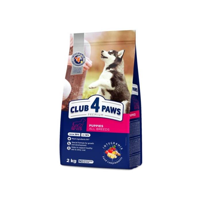 CLUB 4 PAWS Premium Visavertis pašaras visų veislių šuniukams su dideliu vištienos kiekiu, 2 kg