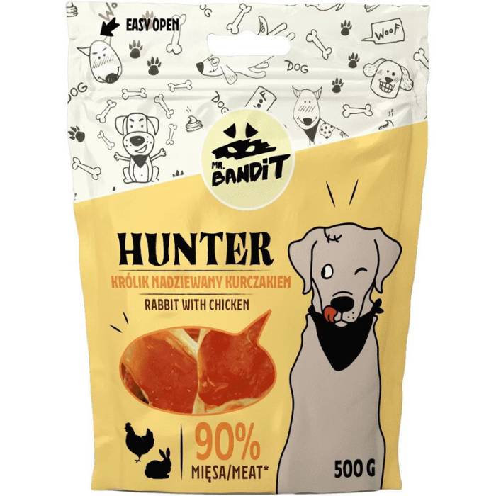 Mr. Bandit Hunter skanėstai šunims - triušių ausytės su vištiena, 500g