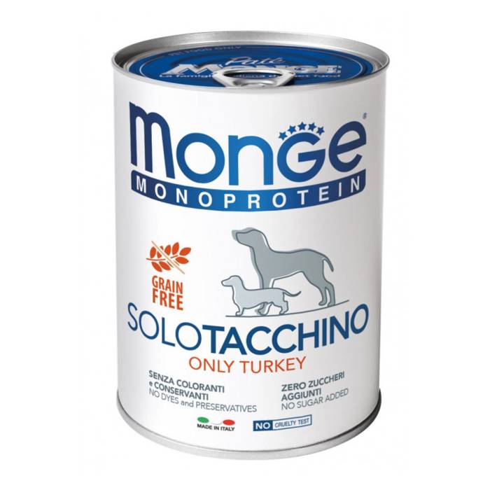 Monge Monoproteico Solo Wet Dog Pate drėgnas maistas šunims su kalakutiena, 400 g