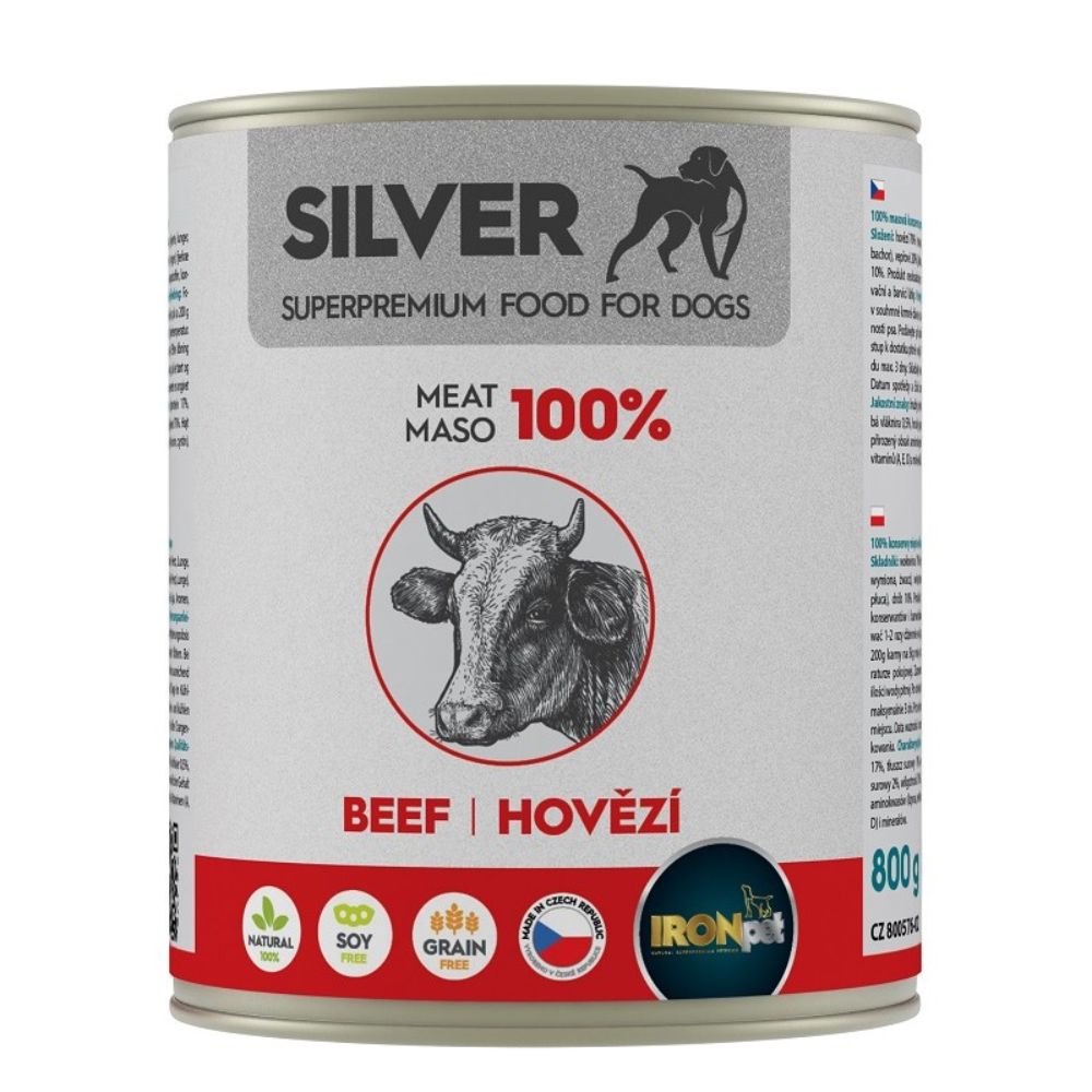 IRONpet Silver Dog Beef meat 800g konservai šunims su jautiena