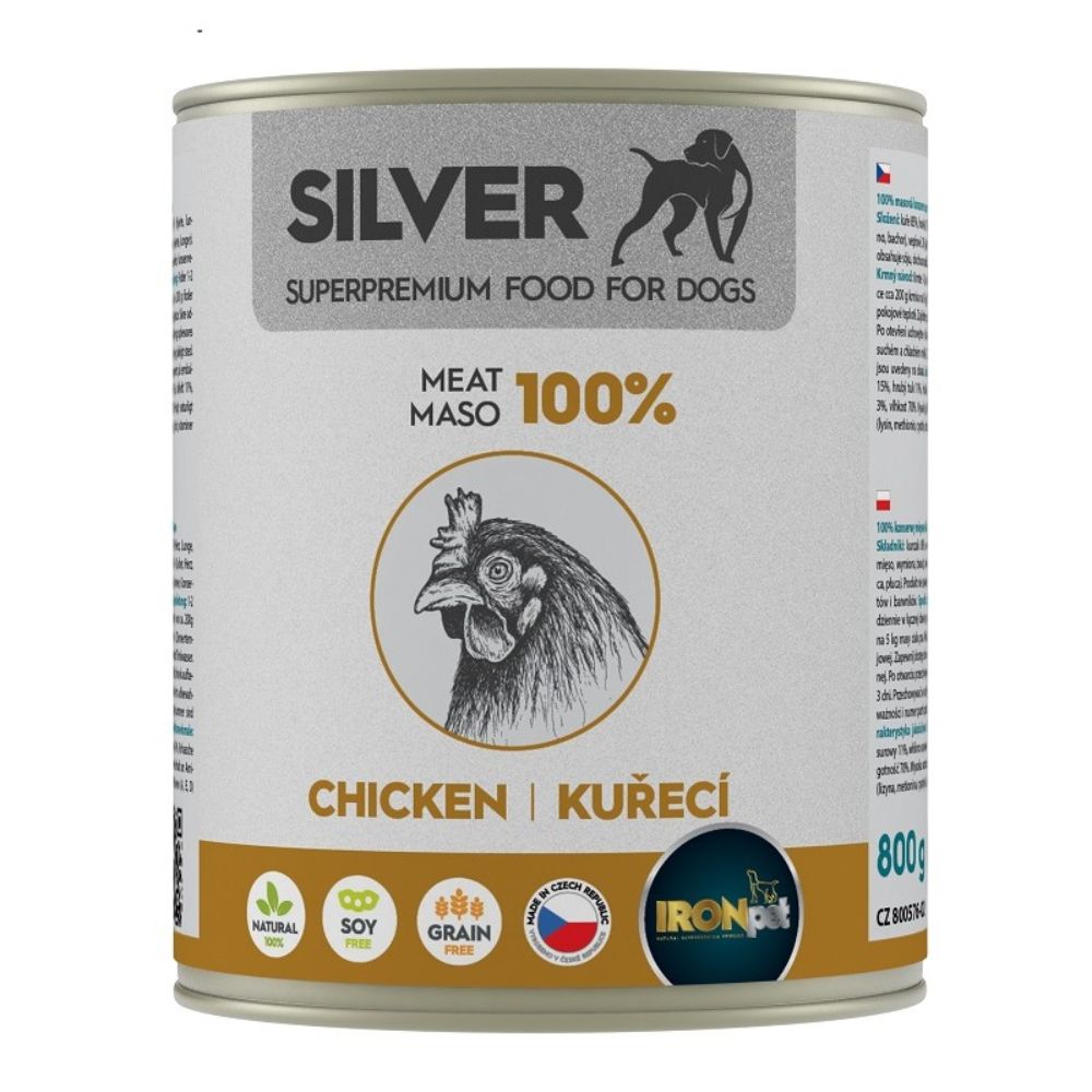 IRONpet Silver Dog Chicken meat 800g konservai šunims su vištiena