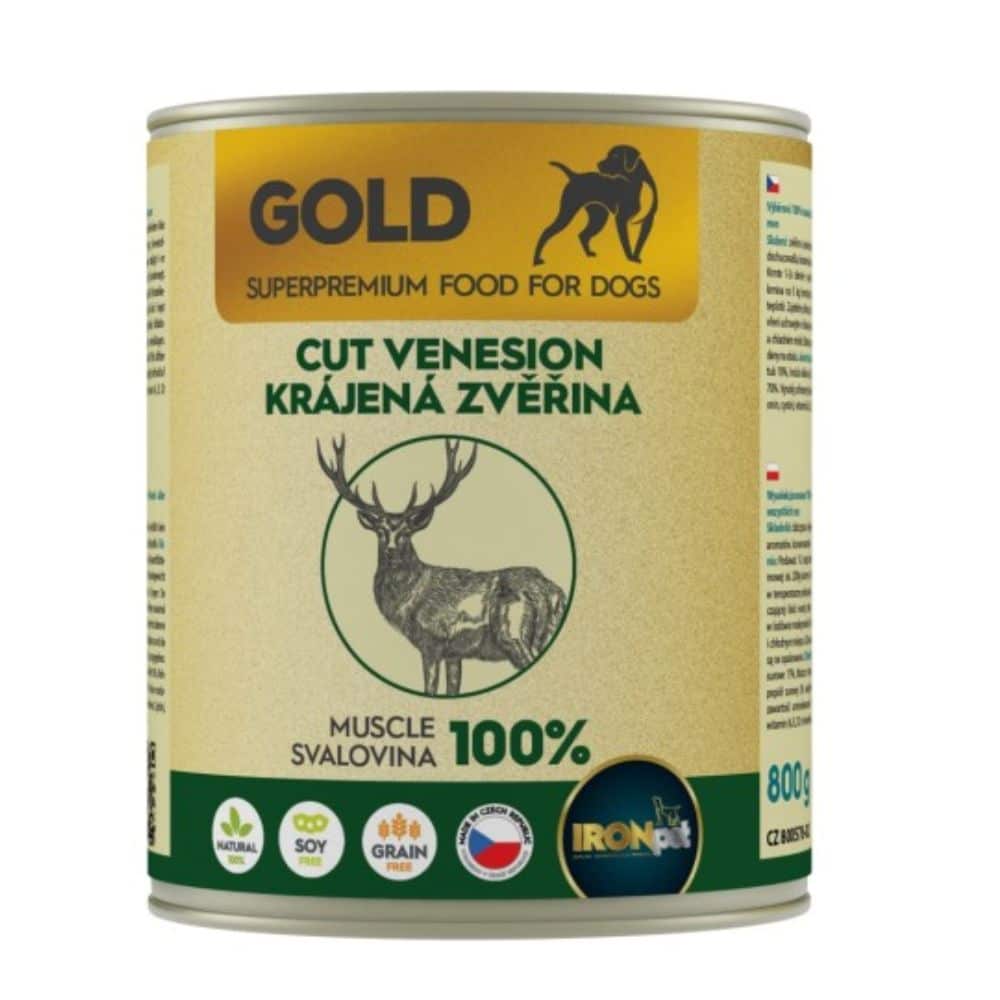 IRONpet Gold Dog Deer cut muscle elnienos raumens konservai šunims 800g