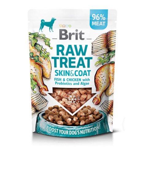 Brit Dog Raw freeze-dried Skin-Coat Fish-Chicken skanėstai šunims, 40 g