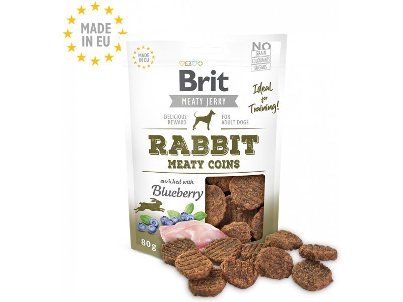 Brit Jerky Rabbit Meaty Coins skanėstai šunims su triušiena, 80 g