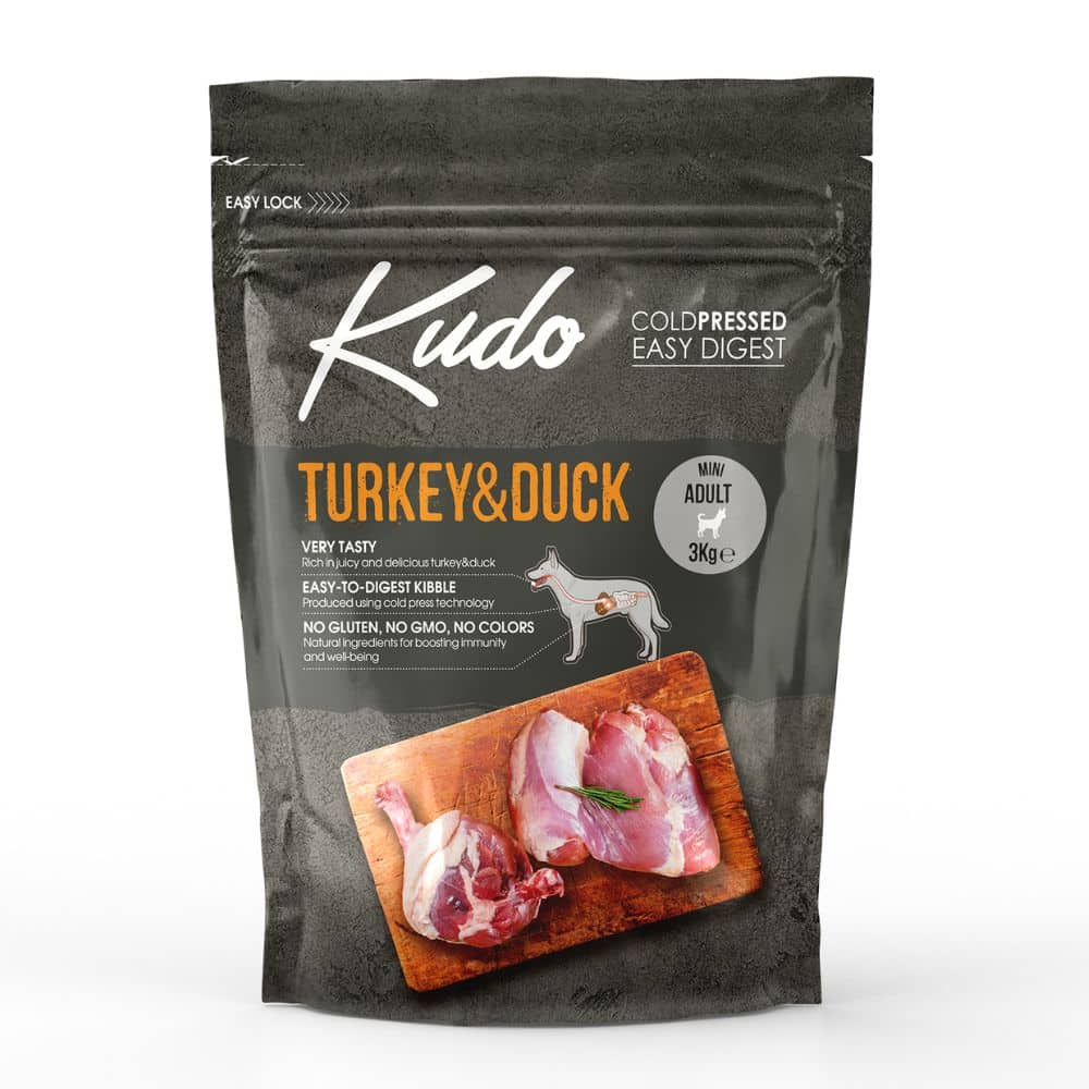 Kudo Turkey&Duck Mini Adult sausas maistas suaugusiems šunims 3 kg