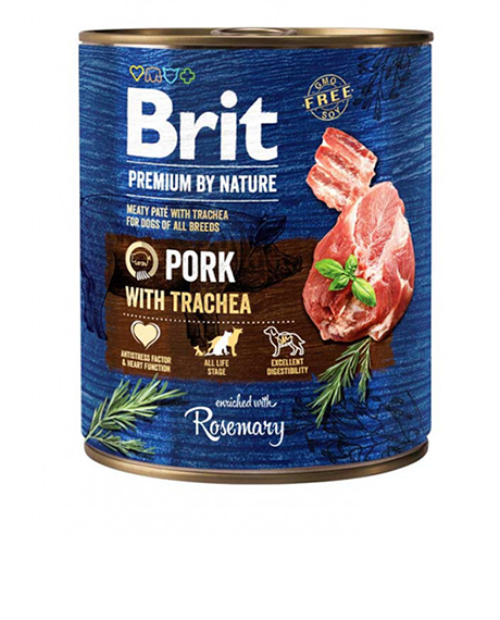 Brit Premium konservai šunims kiauliena ir trachėjomis, 800 g