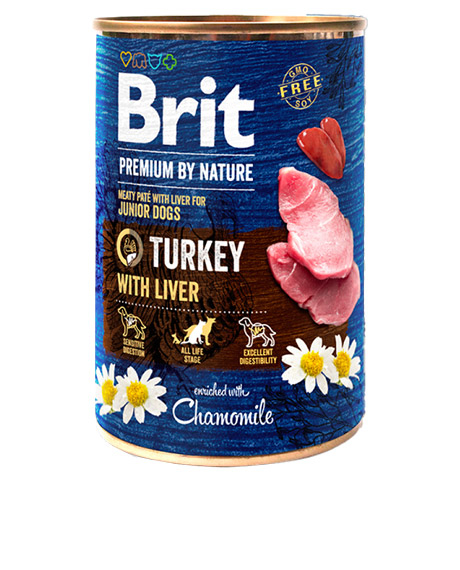 Brit Premium konservai šunims su kalakutiena ir kepenimis, 400 g