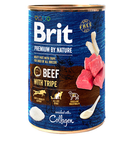 Brit Premium konservai šunims su jautiena ir žarnokais, 400 g