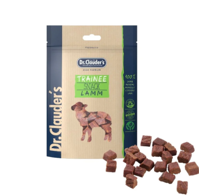 DR. CLAUDER’S TRAINEE SNACK ėrienos skanėstai kubeliais šunims ir katėms 80g