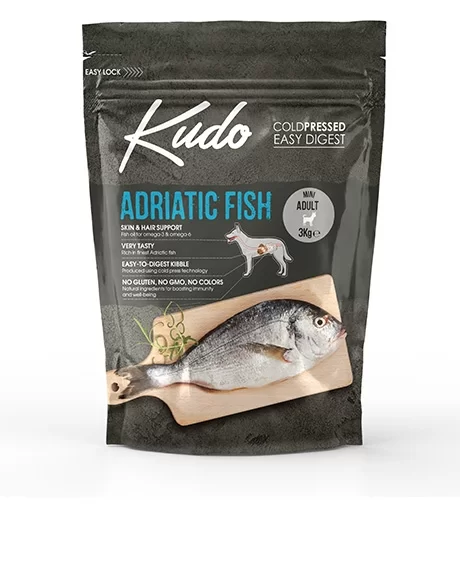 Kudo Adriatic Fish Mini Adult sausas maistas šunims, 3 kg