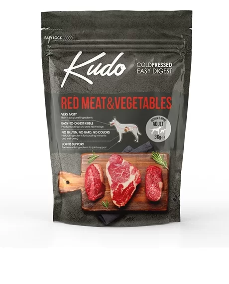 Kudo Red Meat - Vegetables Medium Maxi Adult maistas šunims : Pakuotė - 12 kg