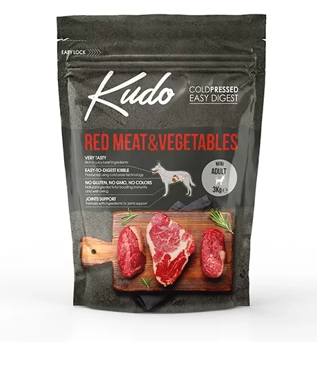 Kudo Red Meat - Vegetables Mini Adult maistas šunims, 3 kg