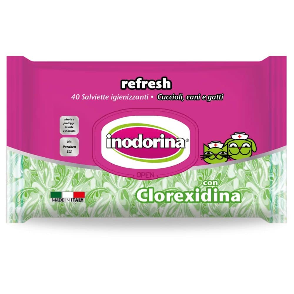 Inodorina antibakterinės servetėlės su chlorheksidinu 40vnt.
