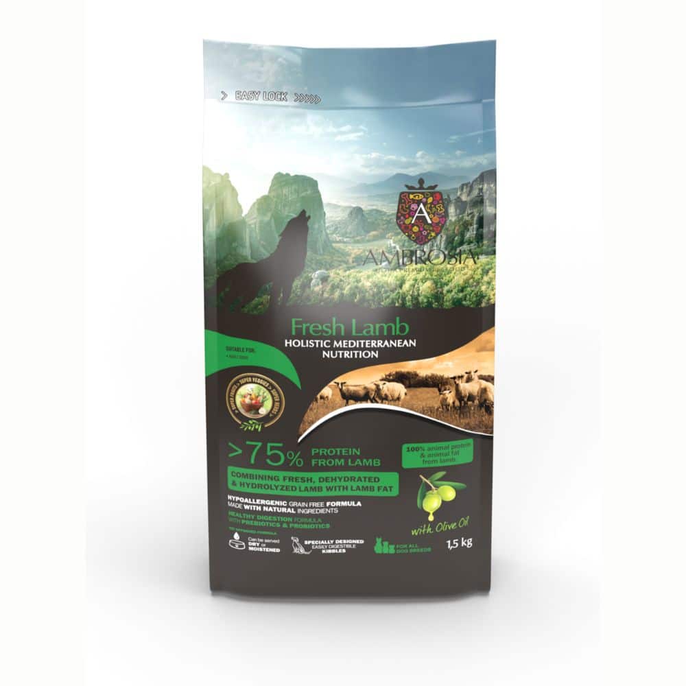 AMBROSIA Fresh Duck vieno baltymo begrūdis sausas maistas šunims su antiena - Produkto Svoris 1kg (sveriamas)
