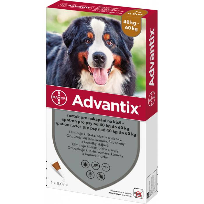 Advantix užlašinamasis tirpalas nuo blusų ir erkių šunims 40-60 kg, 1 vnt.