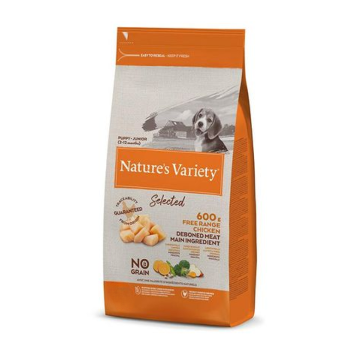 Nature's Variety Selected Puppy-Junior Chicken begrūdis, sausas maistas šuniukams, 10 kg